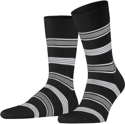 FALKE Marina Stripe versterkt duurzam katoen sokken heren zwart - maat 43-44