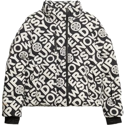 Superdry SKI BOXY PUFFER JACKET Dames Wintersportjas - Superdry Monogram Black - Maat S