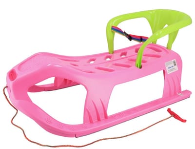 Baby Mix kunststof slee met rugleuning roze 90x46cm - Kinderslee