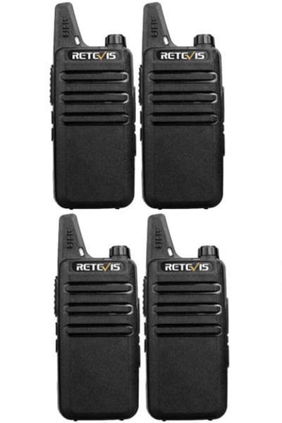Set van 4 Retevis RT622 vergunning vrije UHF mini portofoons PMR446
