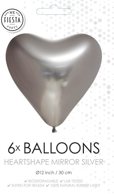 Ballonnen Chrome harten Zilver (6 stuks)