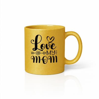 Love My Mom Koffiemok - Luxe Moederdag Cadeau - Gouden Metallic Mok - 330ml