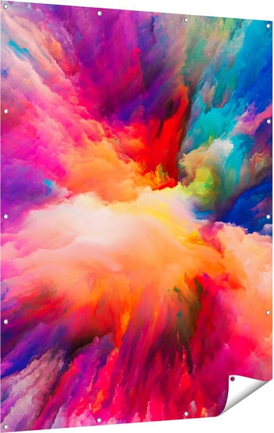 Gards Tuinposter Abstracte Kunst van Kleuren Verf - 120x160 cm - Tuindoek - Tuindecoratie - Wanddecoratie buiten - Tuinschilderij