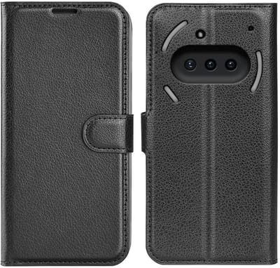 Hoesje geschikt voor Nothing Phone (3a) - Phonesta Litchi Skin Book Wallet Case - Zwart