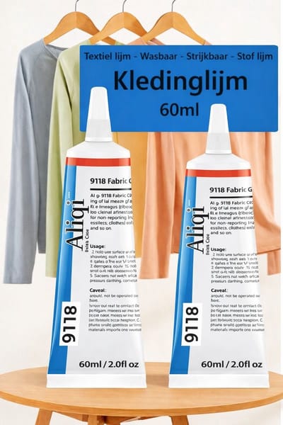 TLVX 2 stuks Super Sterke Kledinglijm 60ml / Textiel lijm / Katoen lijm / Kleding Stof Lijm / Secondelijm / Droogt in 20sec / Wasbaar / Transparant / Blijft flexibel / Wassen, Stomen en Strijken na verlijmen mogelijk / 2 Tubes / Totaal 120ML
