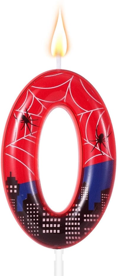 Dailygoody - Verjaardagscadeau - Spinnen Thema - Feestelijke Kaars - Rood Blauw - Taartdecoratie - Voor Jongens en Meisjes - 6 cm