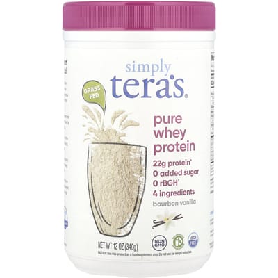 Gewoon Tera's, Grasgevoerd, Gewoon Puur Wei Eiwit, Bourbon Vanille, 12 oz (340 g)