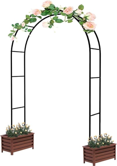 Tuinrozenboog - Bloemenlatwerk - Decoratie Creëren - Stevige Buisbasis - 280 x 220 cm - Zwart