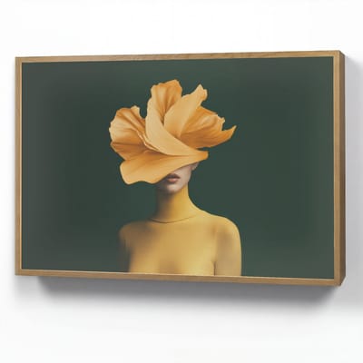 Wandlamp 90x60 cm - Oplaadbaar - Vrouw - Hoed - Geel - Wandlampen binnen woonkamer - Slaapkamer lamp - Decoratieve nachtlamp - Vloerlamp draadloos