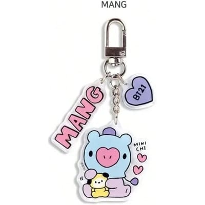LINE FRIENDS BT21 Anime Kpop en Cartoon Mooie Sleutelhangers en Pluche Beestjes Schattige RJ Tata en Koya Acryl Rugzak Bedeltjes white