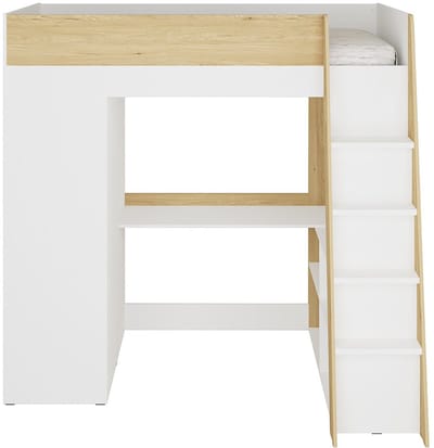 Vente-unique Hoogslaper hout natuurlijk licht, wit 90 x 190 cm