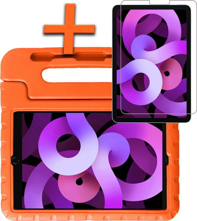 Hoesje - Geschikt voor Apple iPad Air 6 (2024) - 11 inch - 6e Generatie - M2 - Met Screenprotector - Kinderhoes Shockproof Bumper - Kidsproof Case - Tablet Hoes - Kinder Hoes Cover - Oranje