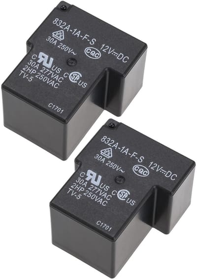 Dailygoody - Power Relais - 12VDC 30A - Betrouwbaar en efficiënt - Zwart - 4-pins vermogensrelais - Geschikt voor industriële toepassingen - 2 st