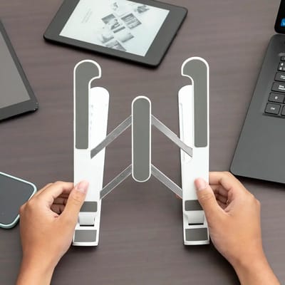 Support Pliable et Réglable - InnovaGoods - Flappot - Blanc - Hauteur réglable - Fonctionnel