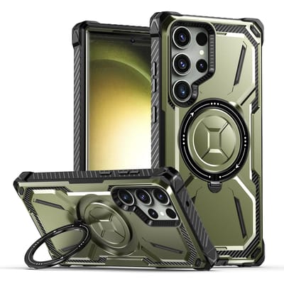 Coque de téléphone magnétique avec béquille pour Samsung Galaxy S24 S23 Ultra S22 S21 Plus Support Coque rigide Antichoc Galaxy S22