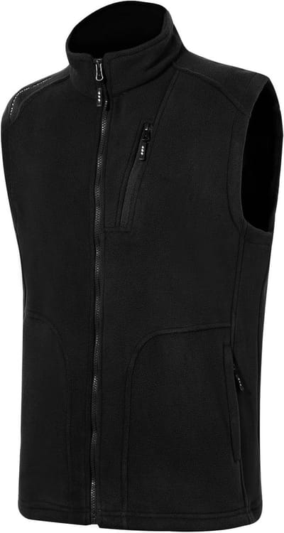 Lichte en warme fleece vest voor heren, mouwloos met ritszakken, ideaal voor winterse buitenactiviteiten