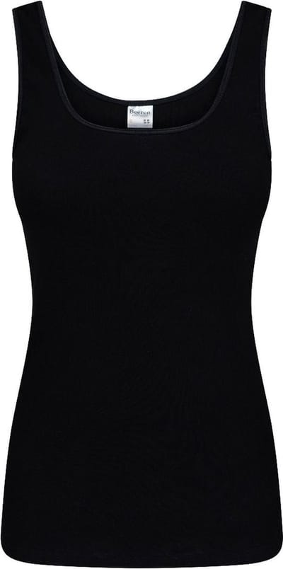 Dames hemd Madonna - 100% Katoen - Dames onderhemd - Singlet - Brede bandjes - Hemdjes dames - Zwart / XXL