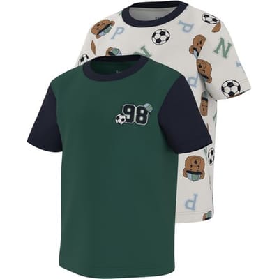 LUPILU Set van 2 kinder T-shirts (Beer/groen, 98/104)