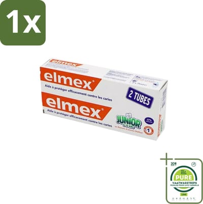 1 x Elmex Junior Tandpasta - Bescherming & Versterking voor Blijvende Tanden - Set van 2 x 75ml - Tandpasta Voor Kinderen - Kinder Tandpasta - Elmex Junior - Tandbederf Voorkomen - Fluoride Tandpasta