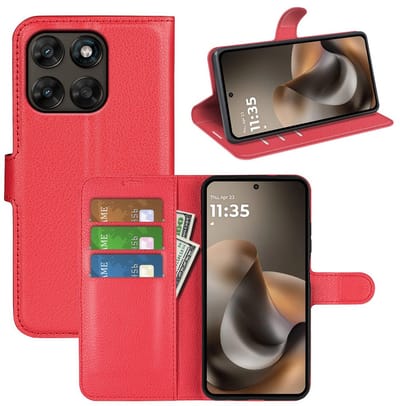 MobyDefend Hoesje - Geschikt voor Motorola Moto G67 / G77 / G87 - Kunstleren Wallet Book Case (Sluiting Voorkant) - Rood