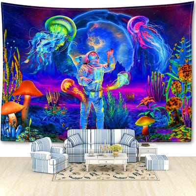 Universum Sterrenhemel Landschap Wandkleed Wanddecoratie Mysterieuze Kunst Hekserij Hippie Esthetiek Kamer Slaapkamer Huisdecoratie 95x73CM