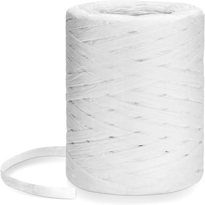 Natuurlijke Bast Papier Tape van 200m, Perfect voor Knutselprojecten, Cadeauverpakking, Weven en Tuinieren, Wit
