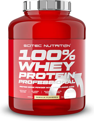 Scitec Nutrition - 100% Whey Protein Professional - With Extra Key Aminos and Digestive Enzymes - 2350 g - Vanilla - Vanille