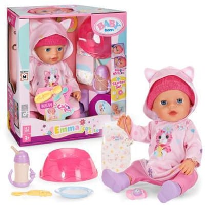 Zapf Creation BABY Born Deluxe Emma in cozy outfit 43cm met accessoires Interactieve poppen
