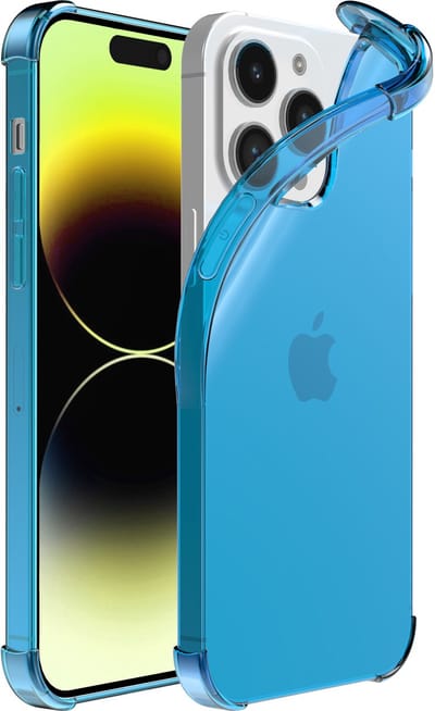 Smartphonica iPhone 14 Pro transparant shockproof siliconen hoesje met stootrand - Blauw geschikt voor iPhone 14 Pro