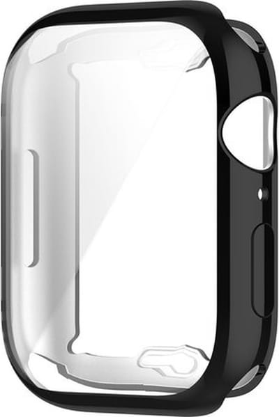 By Qubix - Siliconen case (volledig beschermd) 41mm - Zwart - Geschikt voor Apple watch 41mm hoesje - screenprotector - Bescherming iWatch - Bescherm hoesje
