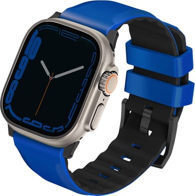 Uniq Linus AiroSoft™ Siliconen bandje voor de Apple Watch | 44/45/46/49 mm - Racing Blue
