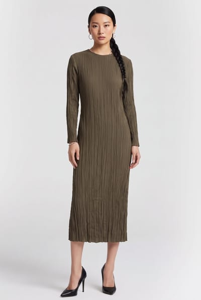 & Other Stories St Malou Dress Khaki Maat: XS | Midi Jurken Outlet | Dames | Bruin