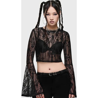 Killstar - Gothic Blouse - Cathedral Gardens - Cathedra Top (Black) - XS tot 4XL - voor Vrouwen - zwart