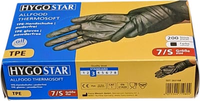 Hygostar TPE wegwerp handschoen zwart - maat S - 200 stuks - latexvrij