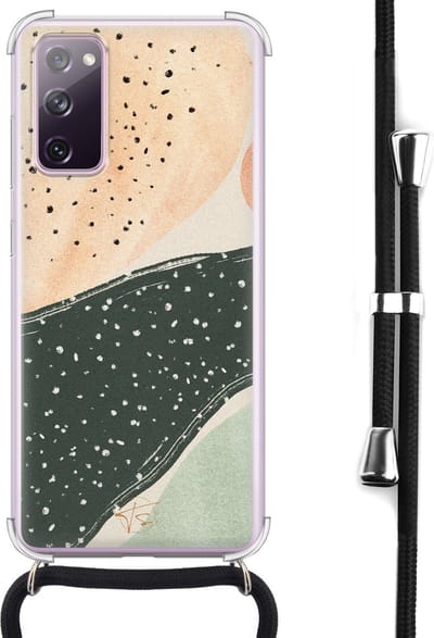 Hoesje met koord geschikt voor Samsung Galaxy S20 FE - Abstract peach - Inclusief koord - Crossbody beschermhoes - Transparant, Multi - Mooie Telefoonhoesjes