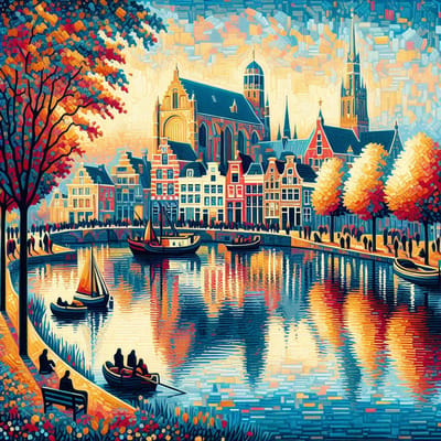 Olieverf groningen schilderij | Groningse Olieverfmeester: Een Meesterwerk van Eeuwige Schoonheid | Kunst - 40x40 centimeter op Dibond | Foto op Dibond