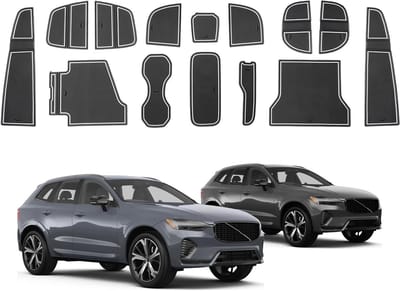 Non-slip rubber matten voor Volvo XC60 Recharge/Hybrid 2018-2025, waterdicht en antislip, voor console, bekerhouders en lades, accessoires voor interieurbescherming