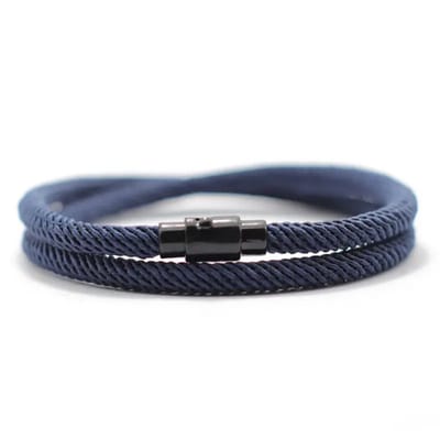 Bovista Armband - Staal - Nep Zilver - Heren - Marineblauw 17cm