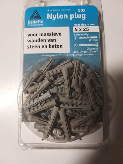 Deltafix nylon plug grijs 5 x 25 mm 50 st.