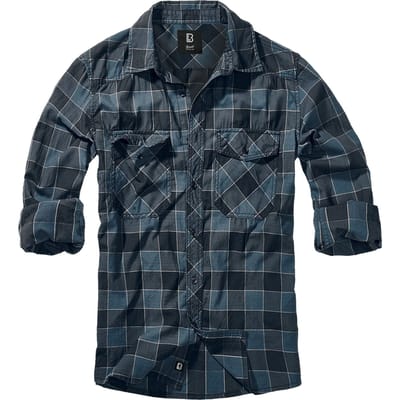 Brandit Longsleeve - Checkshirt - S tot XXL - voor Mannen - blauw-grijs-zwart