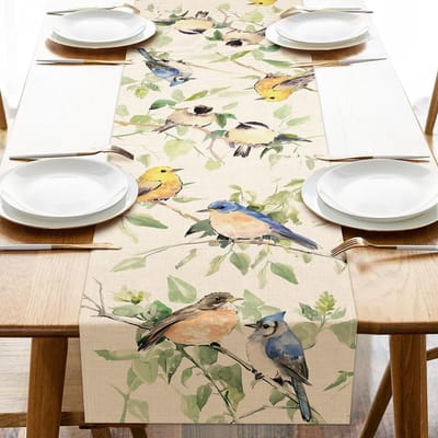 Zomer Vogels Takken Linnen Tafel Runner Commode Sjaals Tafel Decor Boerderij Keuken Eettafel Runner Vakantiefeest Decoratie 150x33cm
