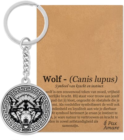 Wolf Sleutelhanger Zilverkleurig - Dier Talisman - Roestvrij Staal / Stainless Steel - Pax Amare