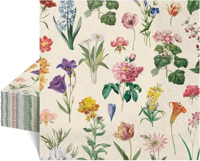 SnelShoppen - 40 Pcs Vintage Bloemen Cocktail Servetten, 6.5 Inch Papieren Dessert Servetten voor Feestjes, Bruiloften en Theepartijen