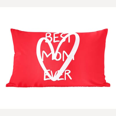 Sierkussens - Kussentjes Woonkamer - 50x30 cm - Moeder - Quote - Hartje - Rood