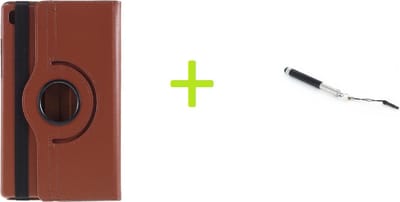 Book Cover Geschikt voor: Samsung Galaxy Tab A7 10.4 (2020) Multi Stand Case - 360 Draaibaar Tablet hoesje - Tablethoes - Bruin + Stylus