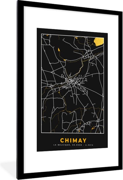 Fotolijst incl. Poster - Stadskaart - Goud - Chimay - Plattegrond - Kaart - 60x90 cm - Posterlijst