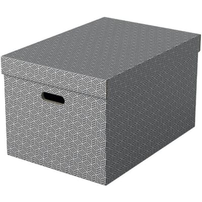 Esselte Home Duurzame Grote Opbergdoos met Deksel, Set van 3 Stuks - 100% Gerecycled Karton en 100% Recyclebaar - Grijs