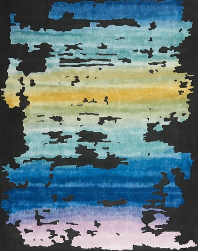 Nourison Prismatic Black Multicolour PRS23 Vloerkleed - 114 x 175 cm - Veelkleurig - Rechthoekig - Wol - Eetkamer, Woonkamer - Abstract - Design, Eclectisch, Modern