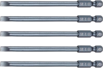 5 Magnetische Slotted Schroevendraaier Bits 5mm S2 Staal Platte Kop 1/4" Hex Schacht voor Precisiewerk en Boren 100mm Lang