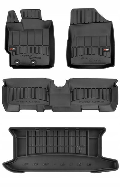 Frogum ProLine Complete Set: Luxe Rubberen Automatten + Kofferbakmat - Geschikt voor TOYOTA Yaris II Hatchback 2005-2011 - 5-Deurs - Perfecte Pasvorm - Geurloos TPE - Zwart